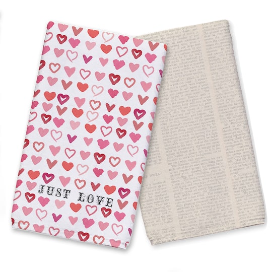 Just Love Hearts 16&#x22; x 25&#x22; Tea Towel - Set of 2
